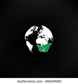 Flat paper cut style icon of eco planet. Vector illustration