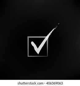 Flat paper cut style icon of check box. Vector illustration