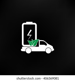 Flat paper cut style icon of eco vehicle. Delivery car symbol vector illustration