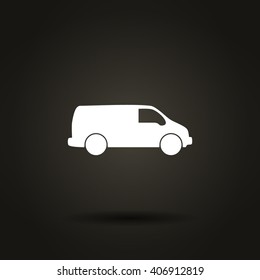 Flat paper cut style icon of vehicle. Delivery car symbol vector illustration