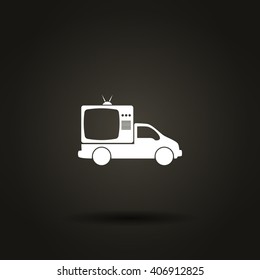 Flat paper cut style icon of vehicle. Delivery car symbol vector illustration