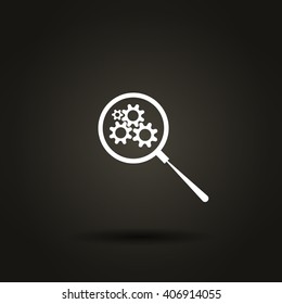 Flat paper cut style icon of magnifier. Vector illustration