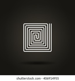 Flat paper cut style icon of floor heating. Vector illustration
