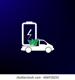 Flat paper cut style icon of eco vehicle. Delivery car symbol vector illustration