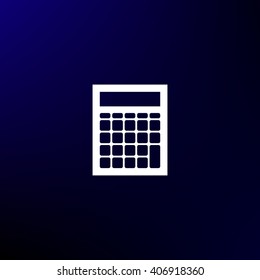 Flat paper cut style icon of calculator. Vector illustration