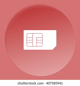 Flat paper cut style icon of a sim card. Vector illustration