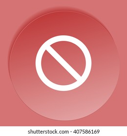 Flat paper cut style icon of forbidden sign. Vector illustration