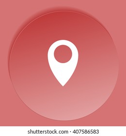 Flat paper cut style icon of map pointer vector illustration