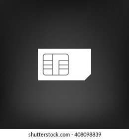 Flat paper cut style icon of a sim card. Vector illustration