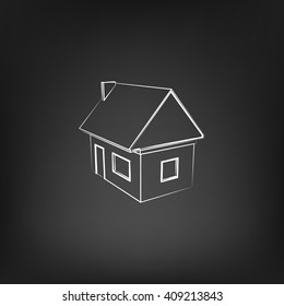 Flat paper cut style icon of house model vector illustration