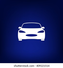 Flat paper cut style icon of a car. Vector illustration