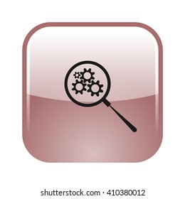 Flat paper cut style icon of magnifier. Vector illustration