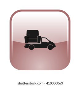 Flat paper cut style icon of vehicle. Delivery car symbol vector illustration