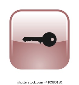 Flat paper cut style icon of an old key. Vector illustration
