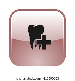 Flat paper cut style icon of tooth. Dentistry symbol icon vector illustration