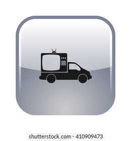 Flat paper cut style icon of vehicle. Delivery car symbol vector illustration