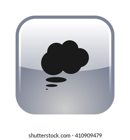 Flat paper cut style icon of thought cloud. Vector illustration