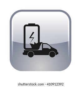 Flat paper cut style icon of eco vehicle. Delivery car symbol vector illustration
