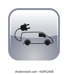 Flat paper cut style icon of an eco car. Vector illustration