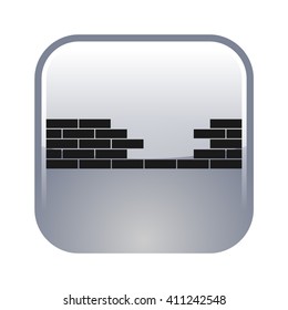 Flat paper cut style icon of brickwork fragment. Vector illustration