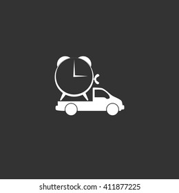 Flat paper cut style icon of vehicle. Delivery car symbol vector illustration