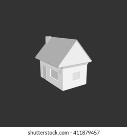 Flat paper cut style icon of house model vector illustration