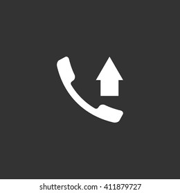 Flat paper cut style icon of out-coming call. Vector illustration