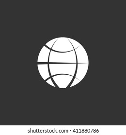 Flat paper cut style icon of globe. Vector illustration