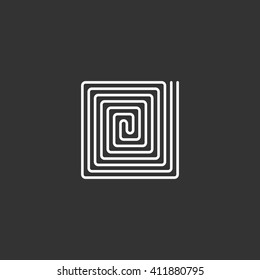 Flat paper cut style icon of floor heating. Vector illustration