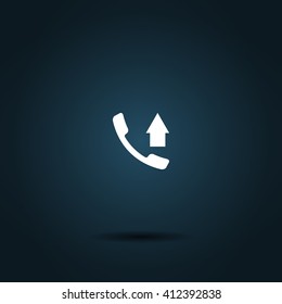 Flat paper cut style icon of out-coming call. Vector illustration