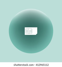 Flat paper cut style icon of a sim card. Vector illustration
