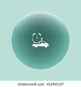 Flat paper cut style icon of vehicle. Delivery car symbol vector illustration