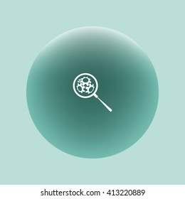 Flat paper cut style icon of magnifier. Vector illustration