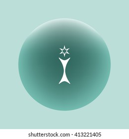 Flat paper cut style icon of trophy and award. Vector illustration