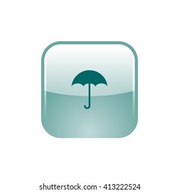 Flat paper cut style icon of umbrella. Vector illustration