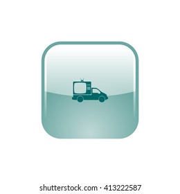 Flat paper cut style icon of vehicle. Delivery car symbol vector illustration