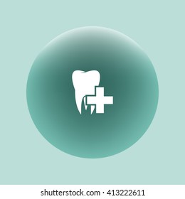 Flat paper cut style icon of tooth. Dentistry symbol icon vector illustration