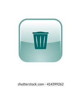 Flat paper cut style icon of trash can. Vector illustration