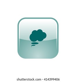 Flat paper cut style icon of thought cloud. Vector illustration