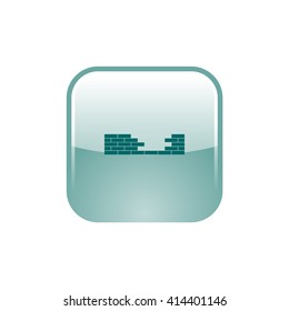 Flat paper cut style icon of brickwork fragment. Vector illustration