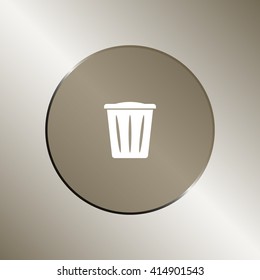 Flat paper cut style icon of trash can. Vector illustration