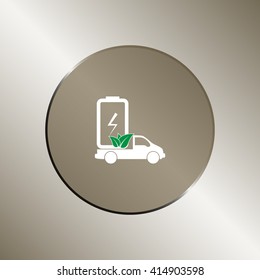 Flat paper cut style icon of eco vehicle. Delivery car symbol vector illustration