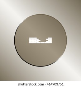 Flat paper cut style icon of brickwork fragment. Vector illustration
