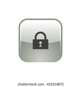 Flat paper cut style icon of a lock. Vector illustration