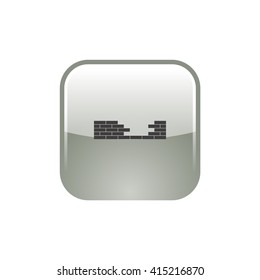 Flat paper cut style icon of brickwork fragment. Vector illustration