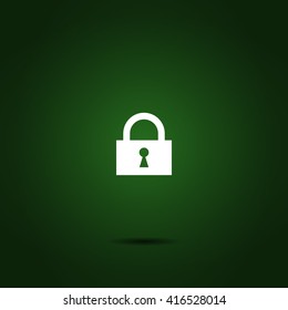Flat paper cut style icon of a lock. Vector illustration