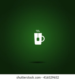 Flat paper cut style icon of hot tea cup. Vector illustration
