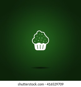 Flat paper cut style icon of cake. Vector illustration