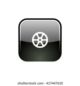 Flat paper cut style icon of old tape spool. Vector illustration