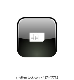 Flat paper cut style icon of a sim card. Vector illustration